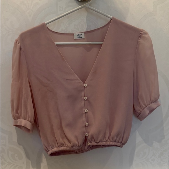 Wilfred Tops - Wilfred Pink V-Neck Button-Up Blouse